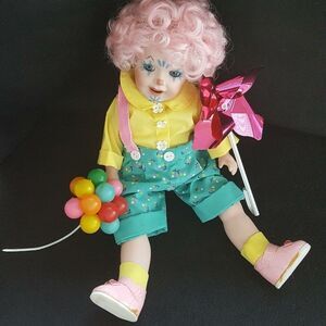 Vintage Circus Clown SFBJ Melissa LR Model 236 Porcelain Doll Pink Shoes Hair